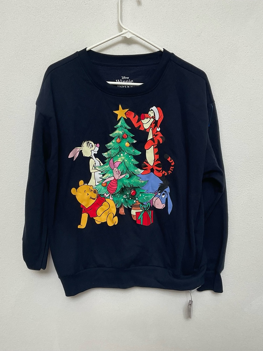 Disney Winnie The Pooh Navy Light Up Christmas Tree Sweatshirt Size Medium